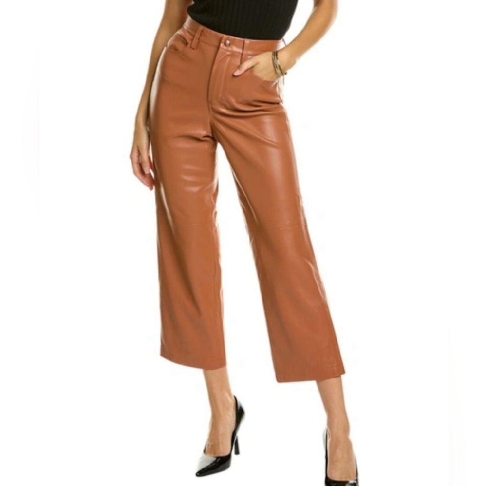 Blank NYC Cognac Brown Cropped Leather Pants